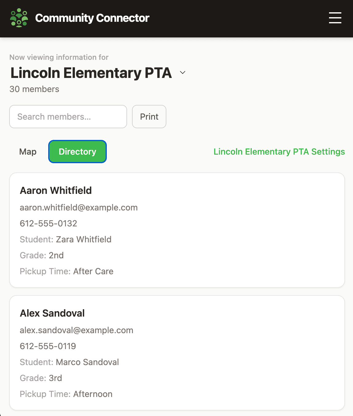 Searchable directory